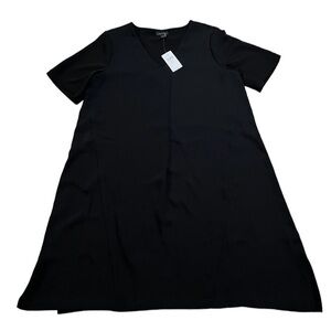 New J. Jill Womens Black A Line Short Sleeve V-Neck Dress Size Small